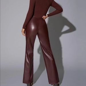 Maroon leather pants